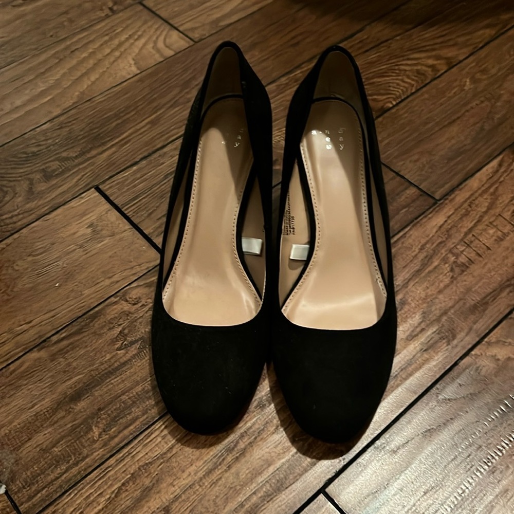 Black suede wedges